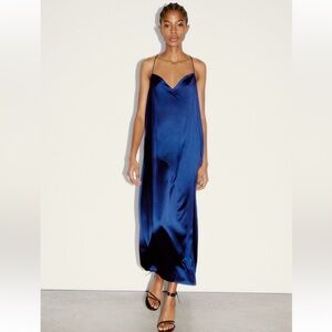 Jewel strap slip satin Zara dress. New with tags